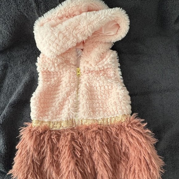 Little Lass Faux Fur Vest with Hood, Sequins , size 2T, EUC Adorable Stylish - Picture 2 of 10